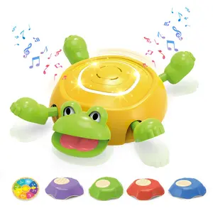 Cute Frog Balance Pad Set, 4 Color Non-Slip Mats + Turntable, Lights Music, Enhances Coordination, Best Gift for Kids 3+, Birthday Christmas