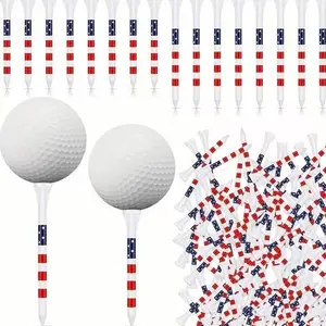 American Flag Golf Tees (50pcs),  Golf Tees, Stars and Stripes Design Golfing Tees, Golf Balls Game Accessories