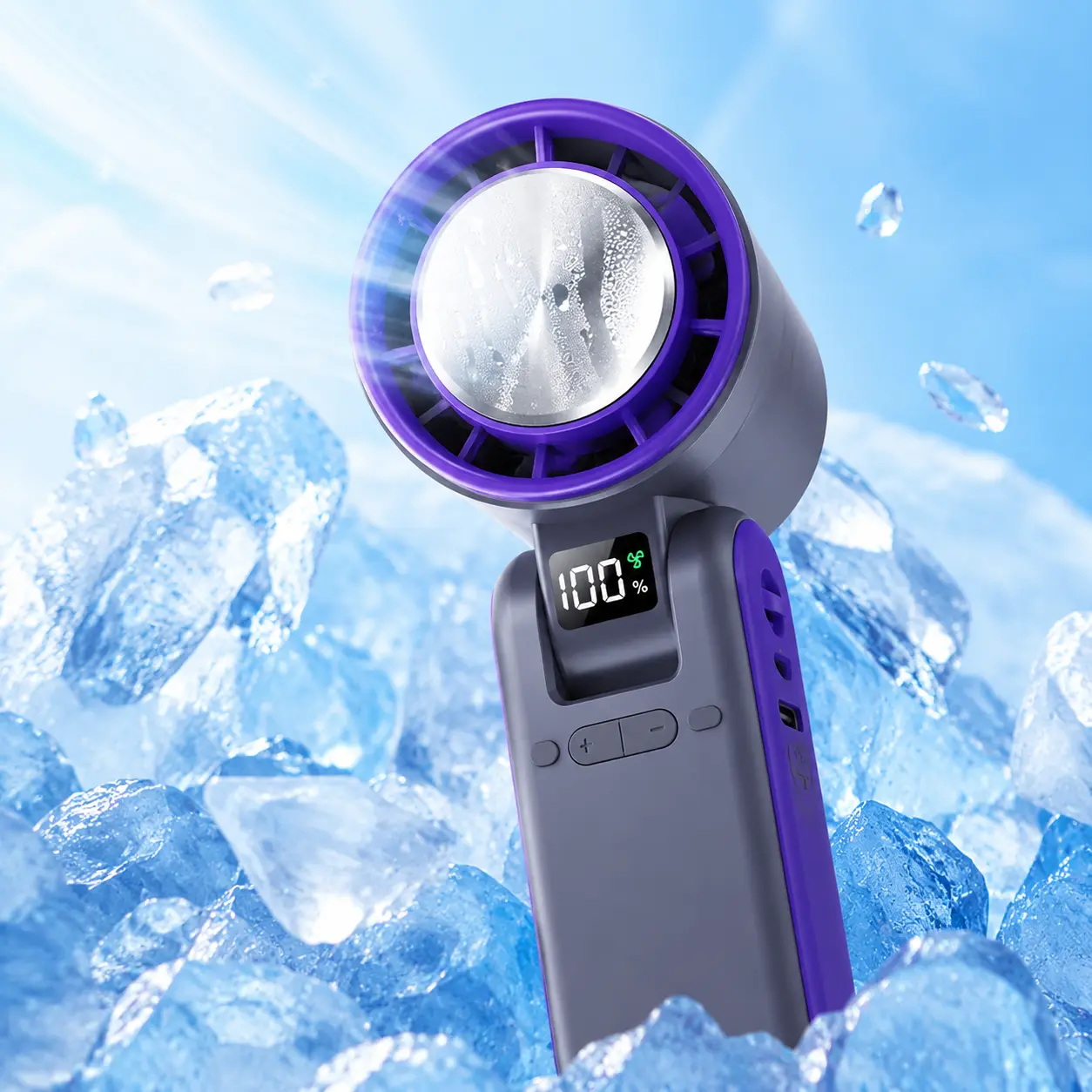 Portable Handheld Fan with Instant Cooling Technology, 3-in-1 Foldable Design, 100-Speed Adjustable Personal Cooling Fan with LED Display, Rechargeable Fan for Travel, Camping, Concerts & Summer Use