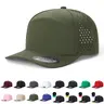 Men's 7-Panel Waterproof Cotton Blend Snapback Baseball Cap - Breathable Unisex, Laser Vents, Cooler Mesh Back, Adjustable Black Fashionable Hat for Outdoor Sports, Casual Hiking, One Size Fits All Cotton Caps