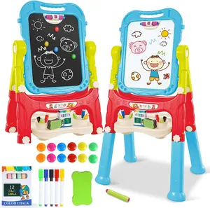 Kids' Double-Sided Magnetic Whiteboard & Chalkboard Toddler Art Easel - Rotatable, with Painting Accessories, Educational Arts & Crafts Toy Gift for Boys and Girls