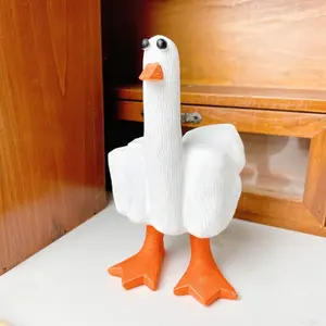 Middle finger duck, Funny Little Duck Resin Figurine Christmas Ornament Decor, Room Decor, Cute Craft Decoration Sculpture Statue for Home Office Desktop Housewarming Gift, Summer Gift