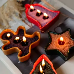 Handmade Christmas Animal-Shaped Scented Art Candle Set - Festive Candle Set with Green Sand Wax & 20 Mini Candles for Holiday Decor