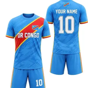 Custom DR Congo Soccer Jersey Set, Personalized Name Number Football Kit Shirt Shorts K6W IW1