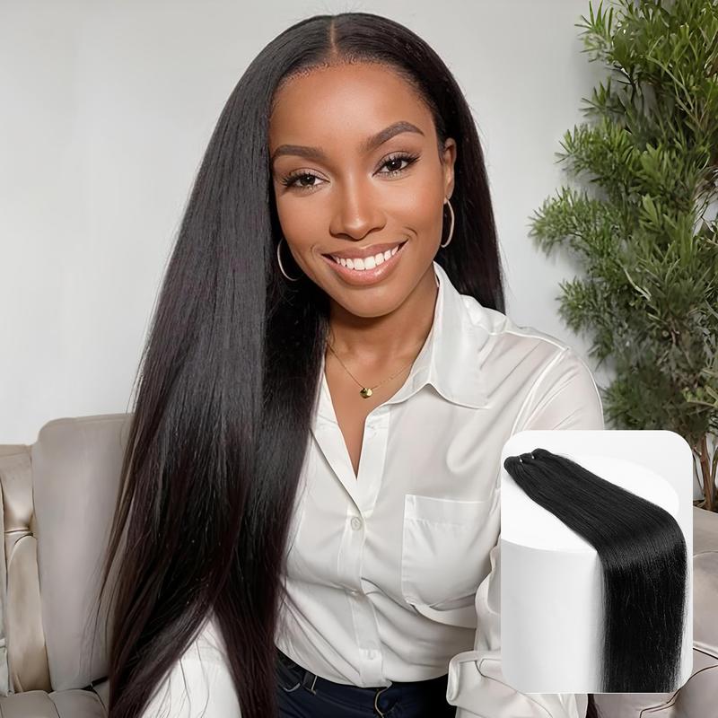 Wavymy Budget Fridendly Brazilian Virgin 100% Human Hair Bundles Yaki Straight Quick Weave Sew In/Glue In Viral Hair Bundles Natural Color