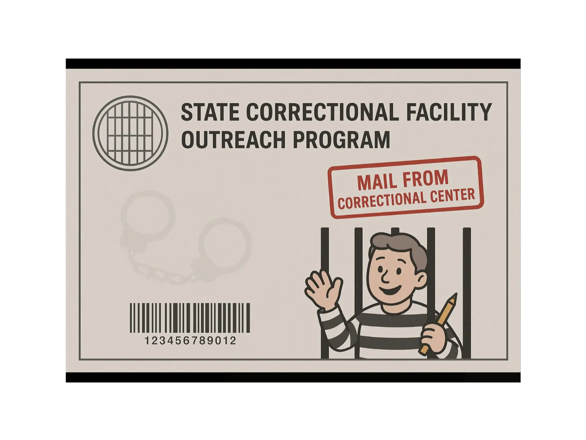 Anonymous Realistic Inmate Pen-Pal Program Confirmation Prank Postcard - Durable Premium Cardstock Paper Gag Toy, Funny Pranks Item for Frenemies, Novelty Print Gag Toys & Practical Jokes Gift