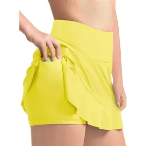 Haloumoning Girls Athletic Tennis Golf Skirts with Shorts Kids High Waist Ruffle A-line Skorts with Pockets 5-14 Years