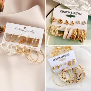 A Set Of 34 Pairs Of Vintage Earrings Set for Women,Fashion Drop Dangle Earrings for Women, Suitable for Vacation Dates, Anniversaries, And Daily Wear