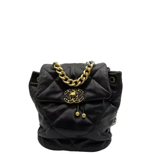 Pre-owned CHANEL FRANCE Backpacks H1 19Bag Backpack Black Gold H19762