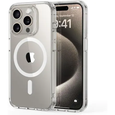 Magnetic Transparent Acrylic Back Cellphone Casing - MagSafe-Compatible, Shockproof Protector, Responsive Buttons for Quick Taps, Precise Cuts for iPhone 11/12/13/14/15/16/17 Pro Max (5.81 in) Mobile Phone Accessory Cover