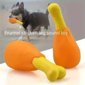 [2 Squeaky Chicken Leg] 2 Squeaky Chicken Leg Dog Toy- Durable Non-Toxic Rubber, Safe for All Breeds, Orange with Yellow Accents, Interactive Chew& Play Toy for Healthy Teething& Mental Stimulation, Dog Toy, Playful Pet Design, Without Battery