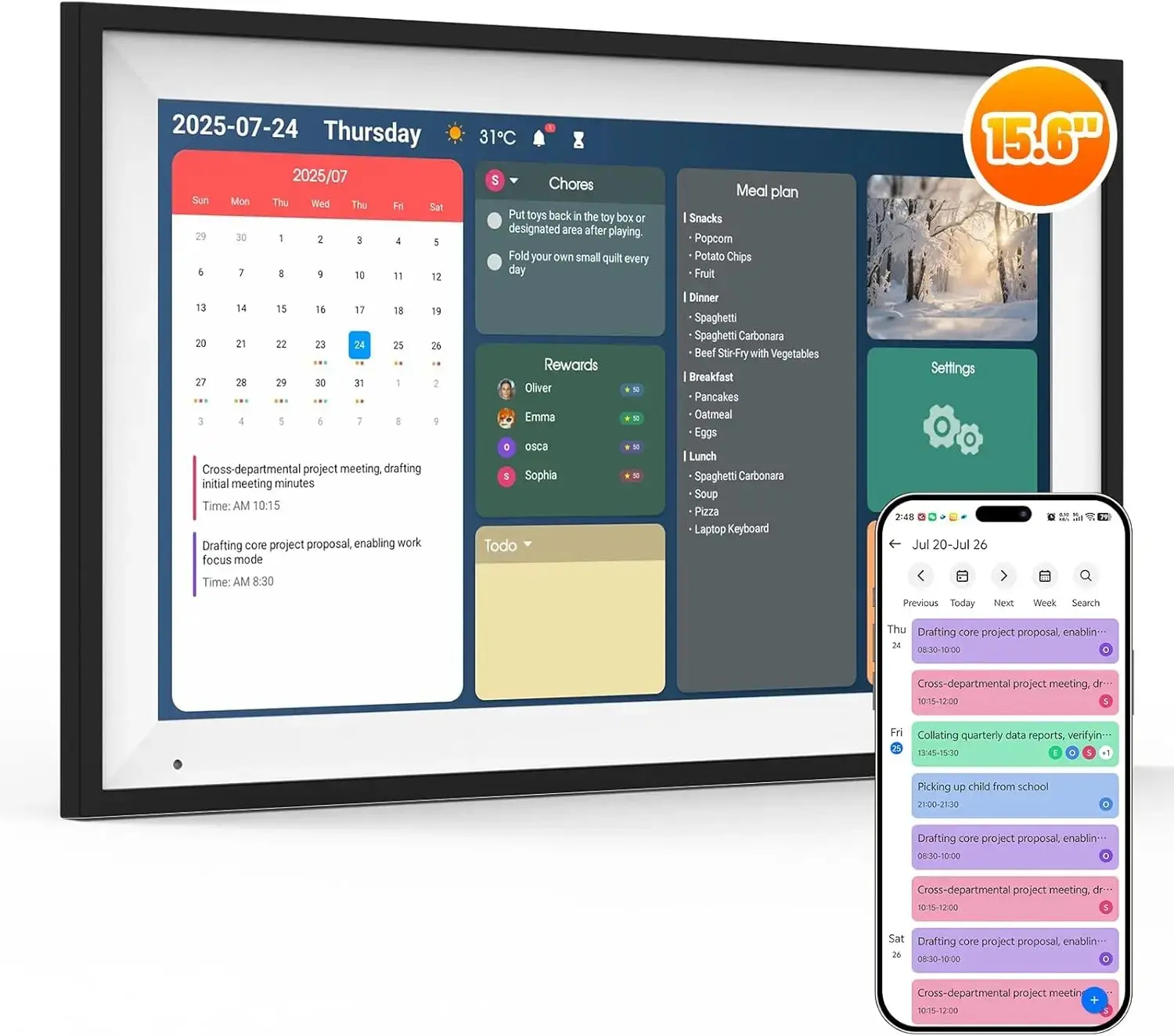2026 Smart Family Calendar - 10.1"/15.6" HD Touchscreen, WiFi Sync, 64GB Storage, Auto Rotation, Family Schedules & Chores, Smart Reminders, Perfect Gift for Parents & Busy Households, AiMOR App Sync!