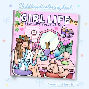 1PC GIRL LIFE coloring book, sweet-style girl living alone daily patterns, thick paper, stress-relief and relaxation drawing book, Valentine's Day gift for friends, home leisure, parent-child interaction, creative coloring book, adult coloring book