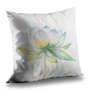 Begin Home Decor C1PT1414A8P6FF 14 x 14 in. Lotus Flower Turquoise Floral Throw Pillow - Home Decor Insert