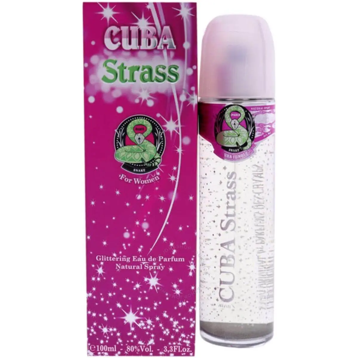 Cuba Strass Snake Floral Eau de Parfum for Women, 3.3 fl oz (3.4 fl oz Equivalent), Full-Size Packaged Orchid Punchy Aromatic Floral Fruity Exotic Elegant Fragrance, New In Box, Full-Size Women's Fragrance, Orchid Women's Fragrance