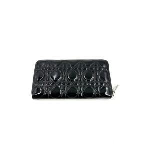 Pre-owned Dior As Shown Crossbody Bags HZ 09790 Christian Black Patent Leather Cannage Lady Wallet 26.01.15