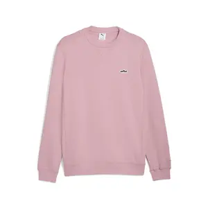 PUMA Mens Wardrobe Essentials Suede Crew Neck Sweatshirt Casual - Pink
