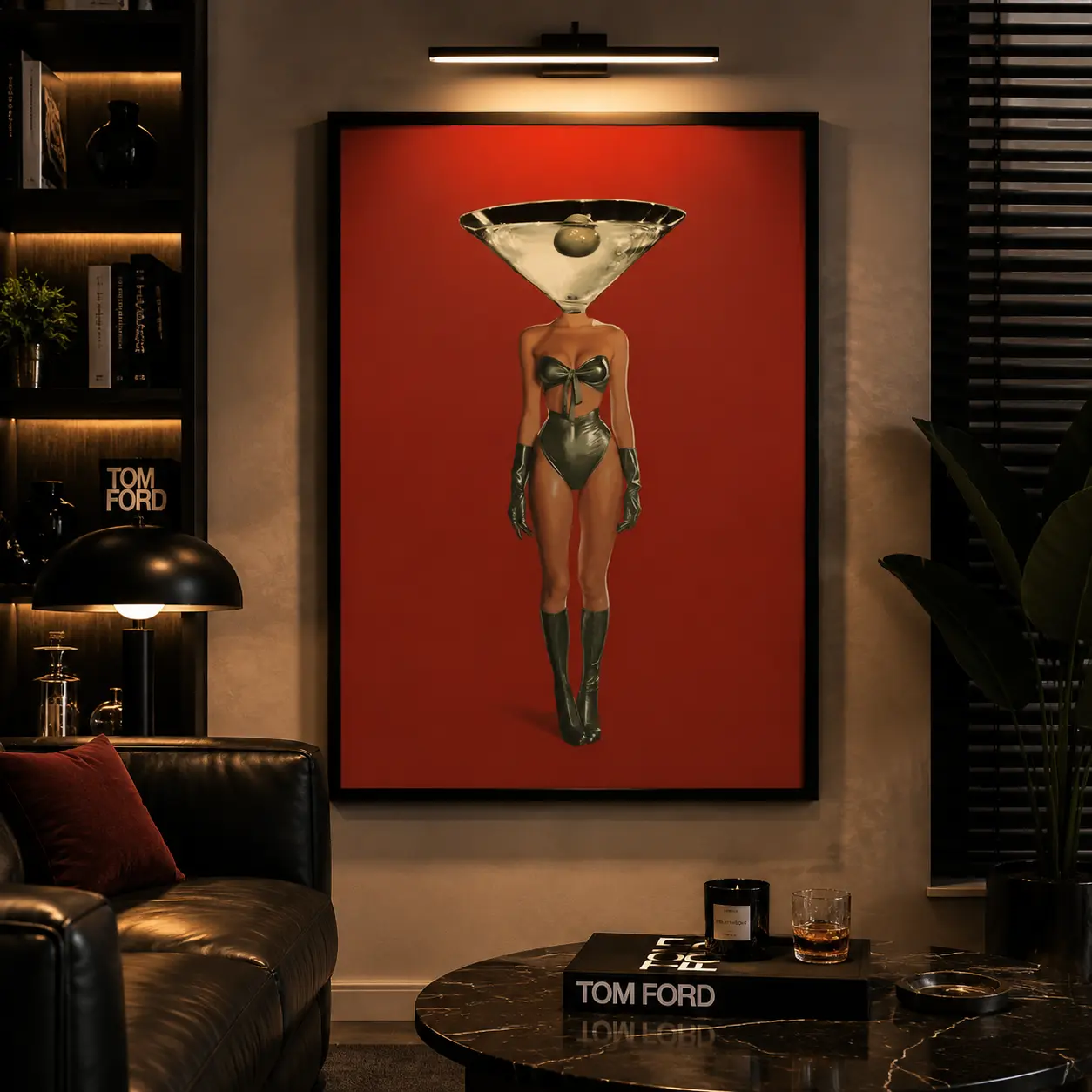 Dirty Martini Cocktail Poster |   Vintage Retro Canvas Wall Art for Bar Cart, Living Room & Bedroom