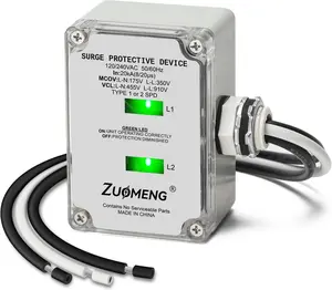 HVAC Surge Protector, Zuomeng 120/240VAC Universal Air Conditioner Surge Protective Device with 20kA Surge Absorption, Dual LED Indicators, 3 Type of Protection to Protect HVAC Systems