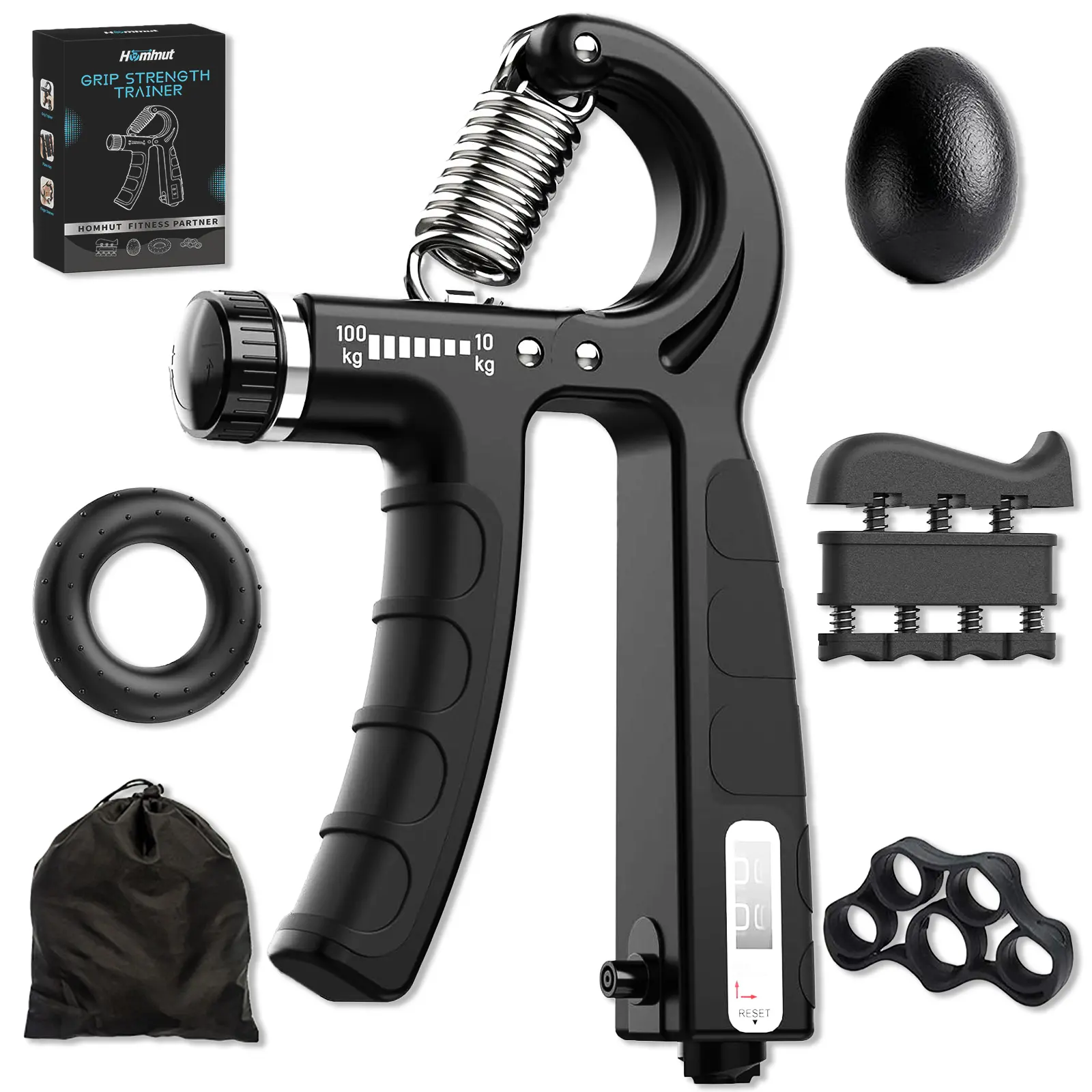 5-in-1 Grip Strengthener Set with Built-in Counter, Multiple Pieces, Variable Tension for Forearm Workouts & Home Fitness Endurance Enhancement