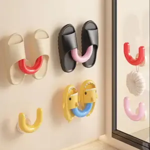 Plastic Suction Cup Shoe Rack, No Drilling Wall Mounted Shoe Holder, Space Saving Shoe Organizer for Living Room Bathroom Toilet