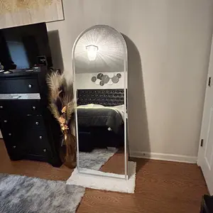 Stand Mirror Full Length with LED Lights, Floor Mirror Dimming & 3 Color Lighting, Large Mirror for Bedroom, Glass Decorations Supplies