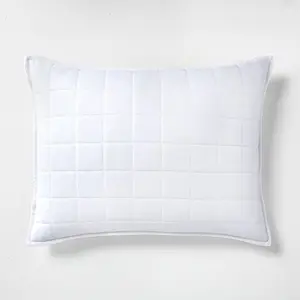Casaluna 1-Piece Pillow Sham Linen-Blend OEKO-TEX Quilted Classic, White, King