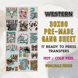 Western Gang Sheet, Western DTF Transfer, DTF Transfer Ready For Press, Western Howdy DTF Transfer, Heat Transfers, Western Turquoise Dtf