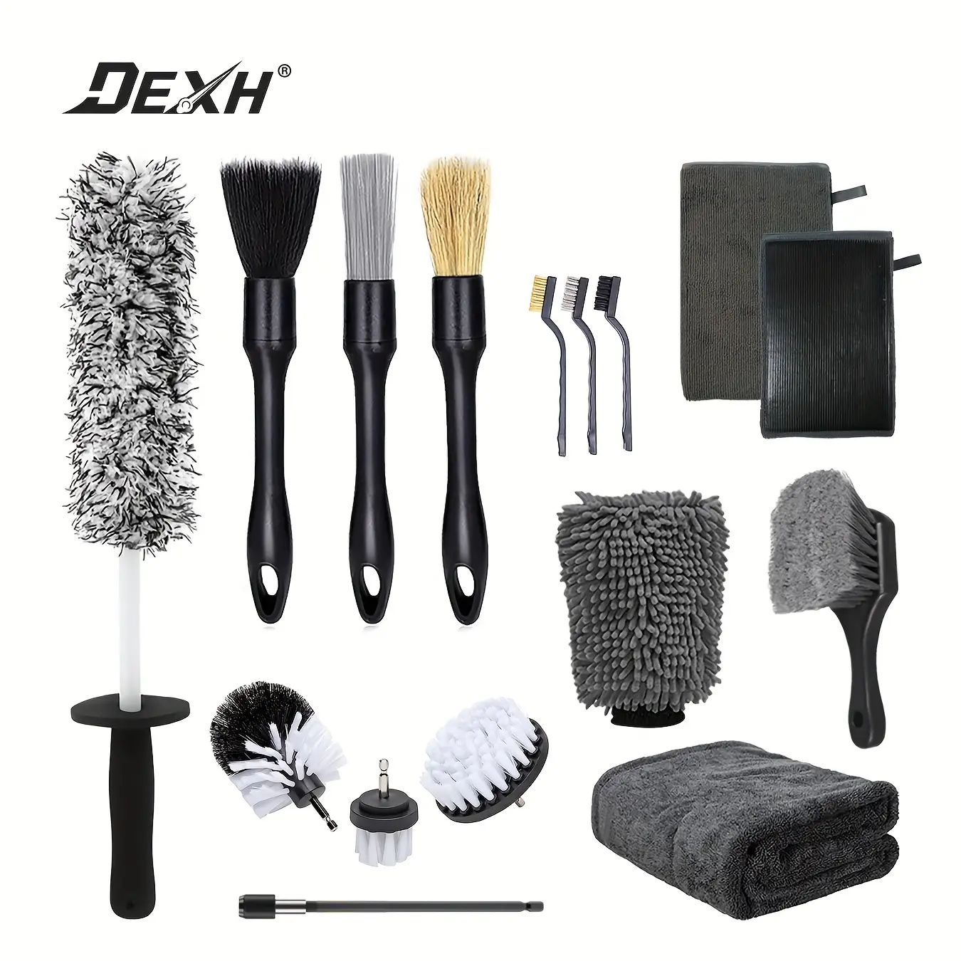 DEXH 15pcs Comprehensive Car Care Kit, Car Cleaning Supplies with Black Wheel Brush, Interior/Exterior Detailing Products for Vehicle Maintenance, Vehicle Accessories summerwins