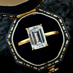Sparkling 4CT Eco Diamond Solitaire Ring Timeless Classic Plain Band Promise Ring