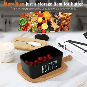 1 Set Butter Dish with Lid and Built in Knife Slot for Easy Storage and Serving, Kitchen Storage Containers, Ideal for Kitchen Countertops and Dining Tables, Keeps Butter Fresh and Convenient to Use