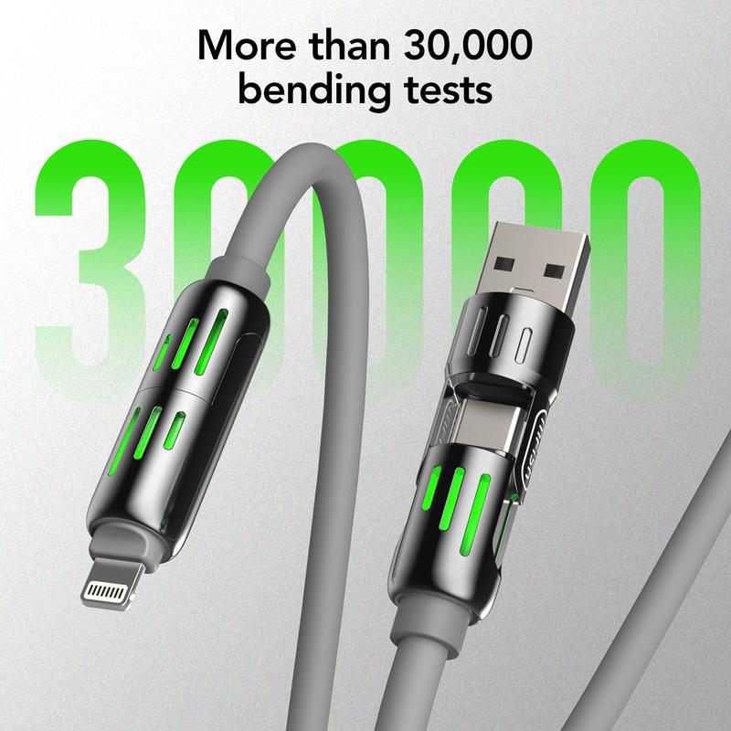 MFish Armored Dragon I 4-in-1 Multi 240W Fast Charging Cable with USB A Type C Lightning for iPhone17&Samsung Laptops Charger MFish Armored Dragon I 4-in-1 Multi 240W Fast Charging Cable with USB A Type C Lightning for iPhone17&Samsung Laptops Charger