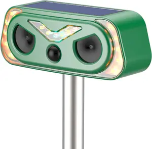 Solar Power Animal Repeller Outdoor with Flashing Lights & Motion Sensor,Upgraded Waterproof Animal Deterrent Devices for Deer,Cat,Squirrel,Rabbit,Raccoon,Fox,Skunk Repellent for Yard Garden, Animal Repellent Insect Killer, Rodent Repellent Products