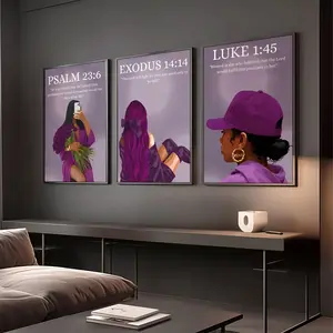 Set of 3 Scripture Wall Art, Christian Girl Room Decor, Coquette Bible Verse Print, Black Woman Poster