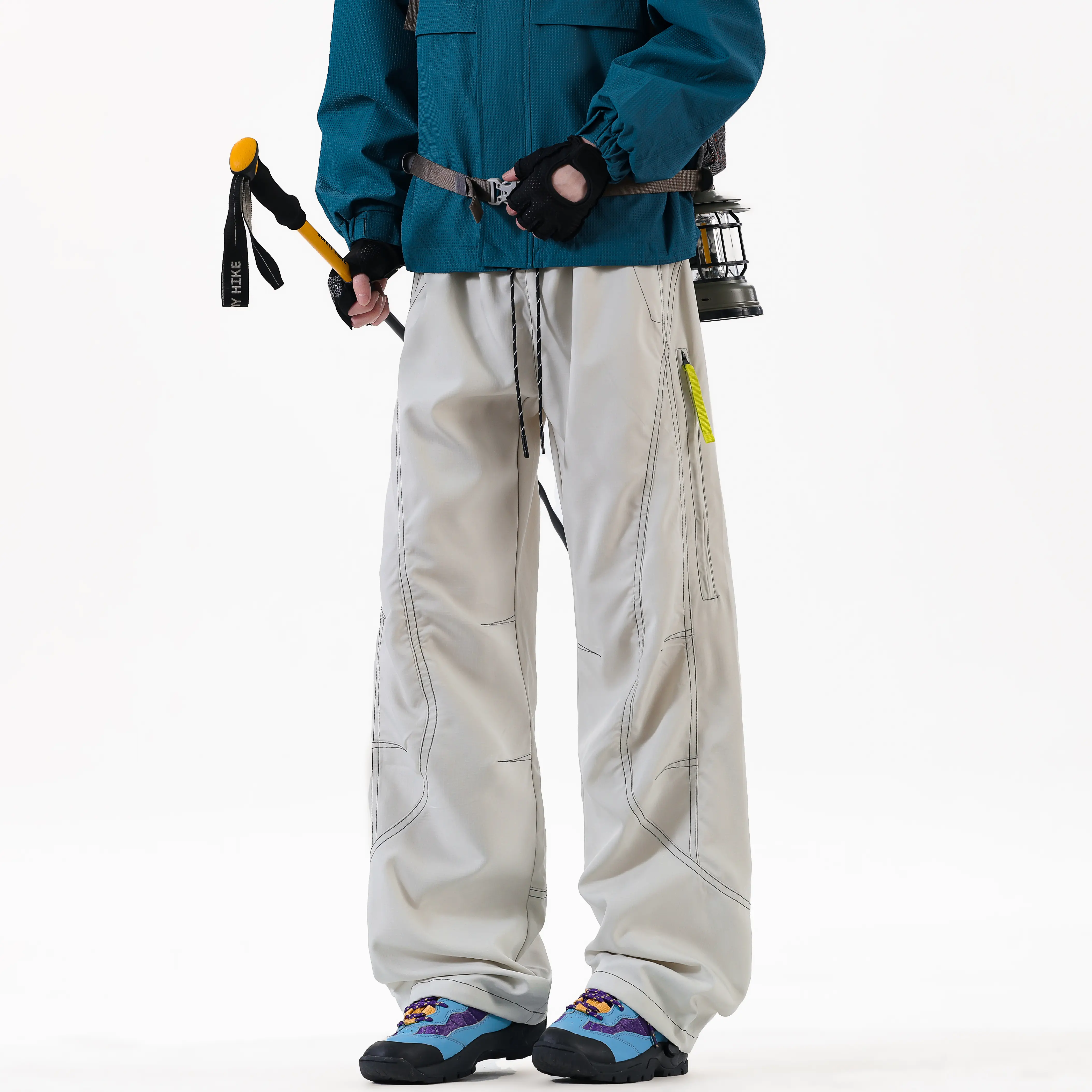 New unisex casual cargo parachute pants, American-style loose joggers, gender-neutral autumn men’s pants with off-road pockets Menswear Trouser