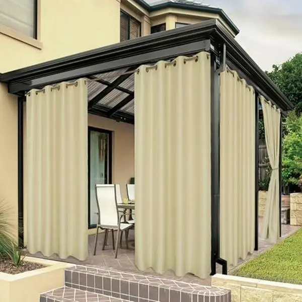 Waterproof Outdoor Curtains for Patio | Premium Thick Privacy Weatherproof Grommet Outside Curtains for Porch, Pergola, Cabana, 1 Panel, 54W x 84L inch, Cream