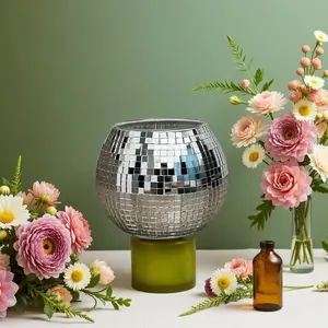 Disco Mirror Mosaic Design Vase, Atmosphere Decorative Piece, Perfect for Flowers and Candles, Enhances Desktop and Party Ambiance, Home Decorative Vase