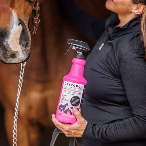 One•Touch Fly Spray 32oz Deet-Free Insect Repellent for Horses, Dogs, Cattle, Farm Animals & Humans, Paraben Free, FEI & USEF Compliant