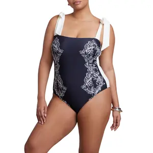 ELOQUII Women's Plus Size Tie Strap One Piece-Petal Arches