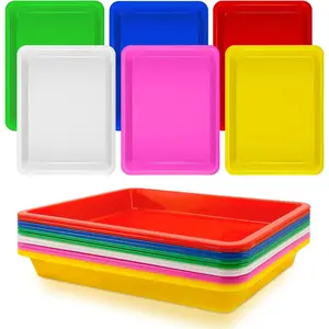 12 Pack Plastic Art Trays,6 Colors Serving Tray,Activity Crafts Organizer Tray for School Classroom DIY Projects,Home Organizing Supply,Painting,Jewelry,Beads