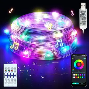 RGB Smart Fairy Lights: 33FT Color Changing Rope Light - 100 LED IP68 Outdoor Waterproof Rope Light - RGB Color Changing Fairy Lights with APP & Remote for Indoor/Outdoor Decor