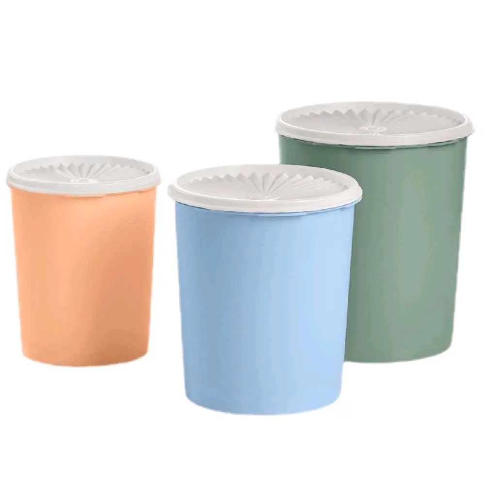 Tupperware 3-Piece Retro Canister Set, Kitchen Containers, Compact Dustproof Home Organizer Storage Jars