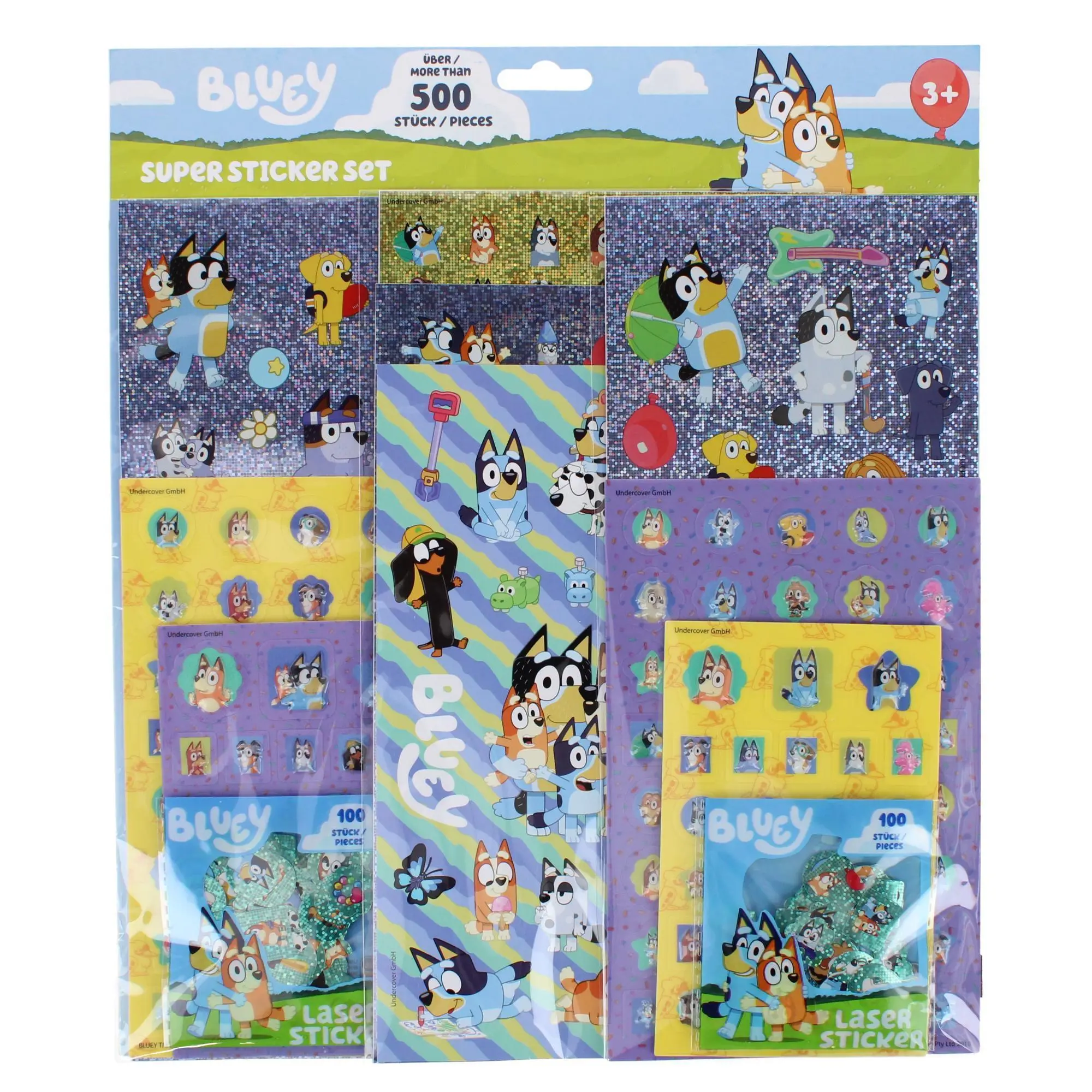 Textiel Trade Kid's Bluey & Friends 500 Piece Sticker Set, Bifold Wallets