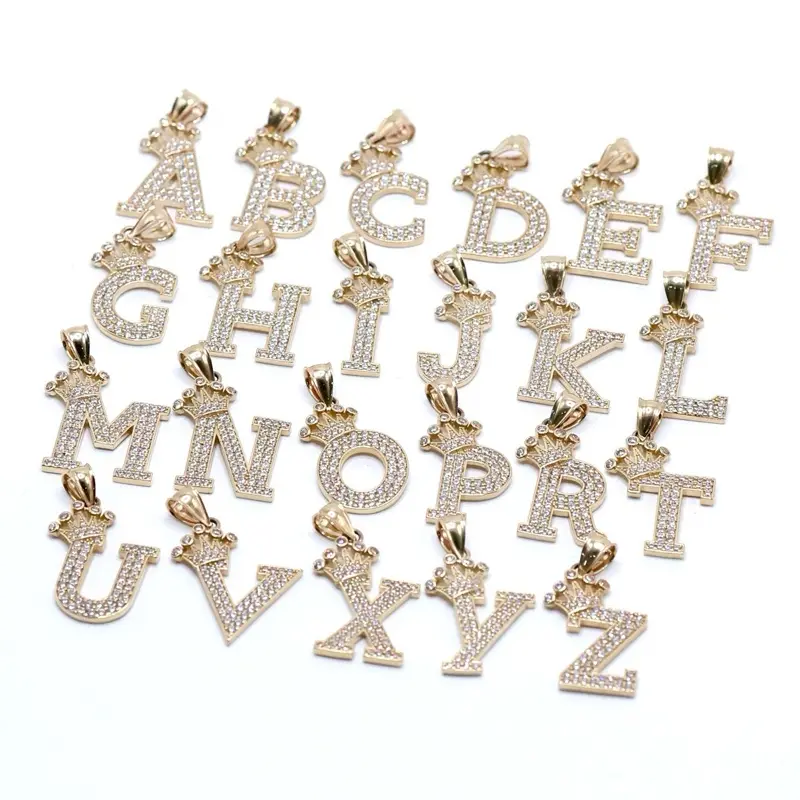 14KT Gold Crown Letters - Customizable Alphabet Pendant