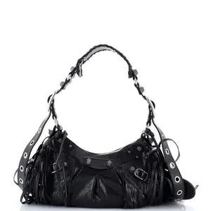 Pre-owned Balenciaga Leather Shoulder Bags Le Cagole Giant Studs Fringe Shoulder Bag XS by Rebag