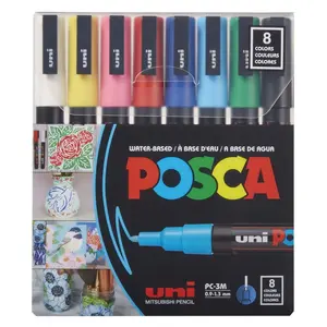 Uni Posca 3M Fine Paint Marker Basics Set, 8pk