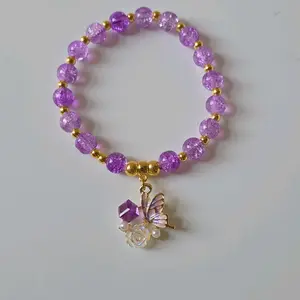 Elegant Butterfly Charm Bracelet - Various Colors with a Golden Accent