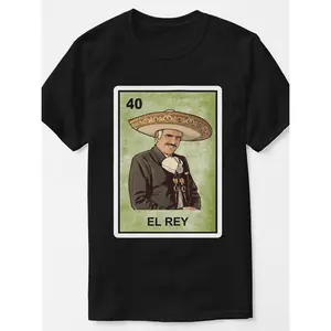 Men's Cotton T-Shirt with Poker Portrait Print, Casual Crew Neck Short Sleeve Tee