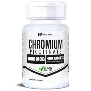 HealthFare Chromium Picolinate 1000mcg | 400 Vegan Tablets | High Absorption Mineral Supplement | Supports Healthy Sugar Metabolism & Nutrient Absorption | Non-GMO, Gluten-Free | Made in USA