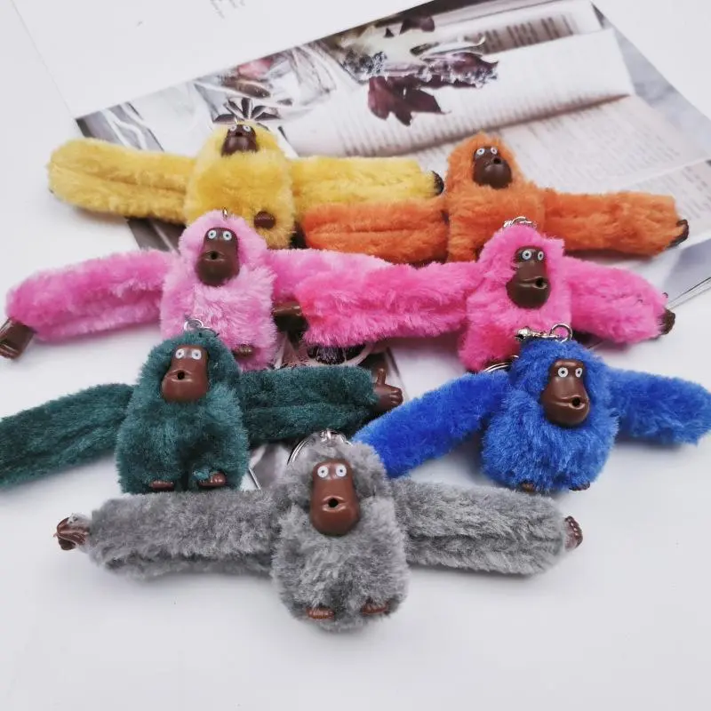 Cute Hanging Plush Monkey Keychain Keyring Handbag Backpack Car Key Ring Pendan Stuffed Animals Toy for Adult Birthday Gift